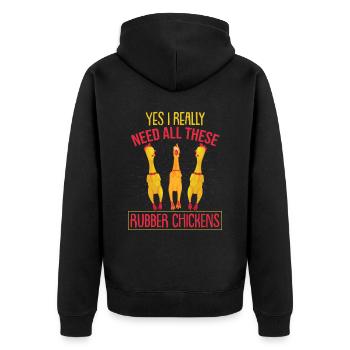 I Really Need All These Rubber Chicken - Unisex Premium Organic Zip Hoodie - black - Back - Nico (187cm)