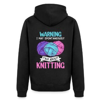 knitting, crocheting, yarn, crochet, - Unisex Premium Organic Zip Hoodie - black - Back - Nico (187cm)