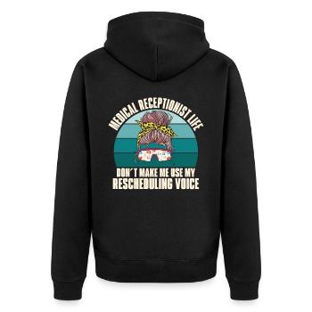 Réceptionniste médicale - Veste à capuche bio Premium Unisexe - noir - Dos - Nico (187cm)