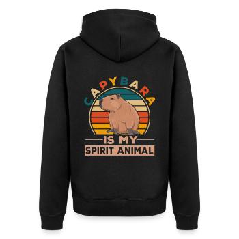 Sympathique amoureux des animaux Happy Capybara - Veste à capuche bio Premium Unisexe - noir - Dos - Nico (187cm)
