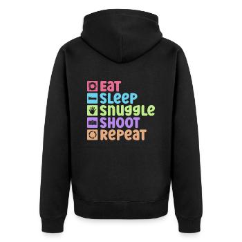 Neugeborenen Fotograf Baby Fotografie Spruch - Unisex Premium Bio Zip Hoodie - Schwarz - Hinten - Nico (187cm)