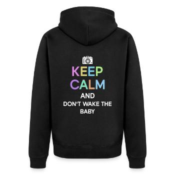 Neugeborenen Fotograf Baby Fotografie Spruch - Unisex Premium Bio Zip Hoodie - Schwarz - Hinten - Nico (187cm)