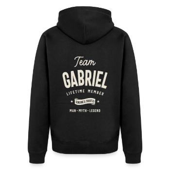 Team Gabriel Lifetime Member Personalized Name - Unisex Premium Organic Zip Hoodie - black - Back - Nico (187cm)