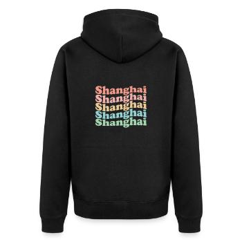 Hippie vintage des années 70 Chinatown - Shanghai rétro - Veste à capuche bio Premium Unisexe - noir - Dos - Nico (187cm)
