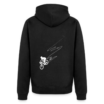 Ligne courbe - Cyclisme - (2) - Veste à capuche bio Premium Unisexe - noir - Dos - Nico (187cm)