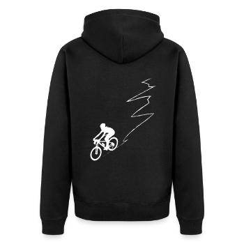 Ligne de courbe - Cyclisme - (5) - Veste à capuche bio Premium Unisexe - noir - Dos - Nico (187cm)