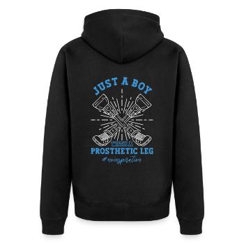 Rollstuhl Prothese Gliedmaßenamputation - Unisex Premium Bio Zip Hoodie - Schwarz - Hinten - Nico (187cm)