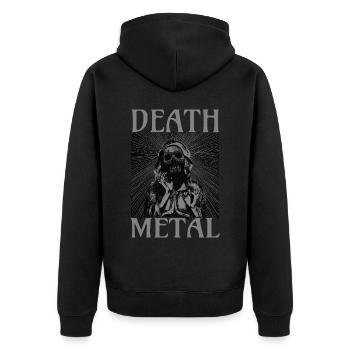 Goth Satan Rock Festivals Black Heavy Death Metal - Unisex Premium Bio Zip Hoodie - Schwarz - Hinten - Nico (187cm)