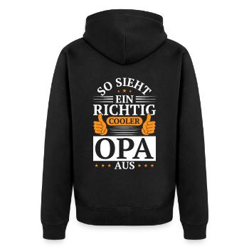 Opa, bester Großvater Super Opi, Nichte Enkel - Unisex Premium Bio Zip Hoodie - Schwarz - Hinten - Nico (187cm)