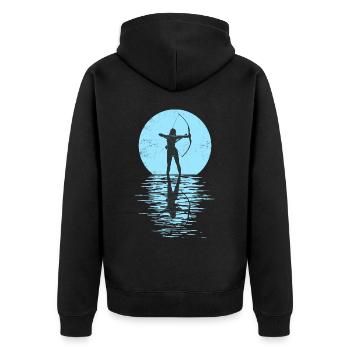 Bogensport Bogenschütze Bogenschießen Pfeil Bogen - Unisex Premium Bio Zip Hoodie - Schwarz - Hinten - Nico (187cm)