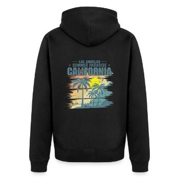 Californie Los Angeles Summer Paradise États-Unis - Veste à capuche bio Premium Unisexe - noir - Dos - Nico (187cm)