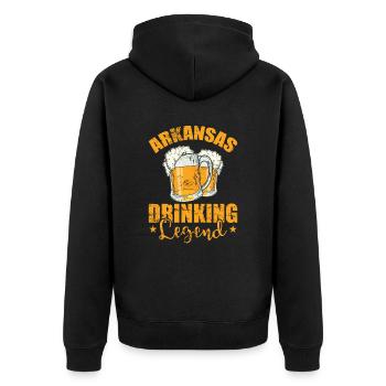Arkansas Drinking Legend USA Amerika - Unisex Premium Bio Zip Hoodie - Schwarz - Hinten - Nico (187cm)