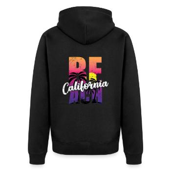 California Beach USA Amerika Bundesstaat - Unisex Premium Bio Zip Hoodie - Schwarz - Hinten - Nico (187cm)