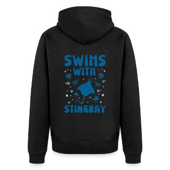 Stingray - Unisex Premium Organic Zip Hoodie - black - Back - Nico (187cm)