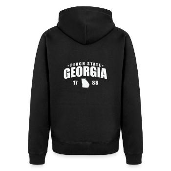 Georgia Peach State1788 USA America - Unisex Premium Organic Zip Hoodie - black - Back - Nico (187cm)