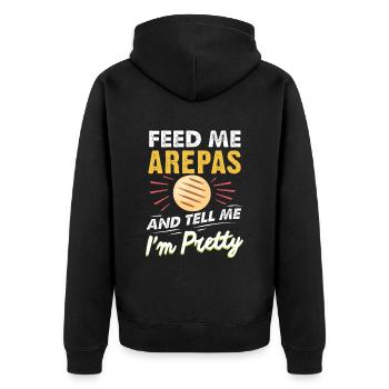 Arepas Zitat Lustig Kolumbianisch Venezolanisch Essen Arepa - Unisex Premium Bio Zip Hoodie - Schwarz - Hinten - Nico (187cm)