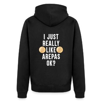 Arepas Zitat Lustiges kolumbianisches venezolanisches Essen Arepa - Unisex Premium Bio Zip Hoodie - Schwarz - Hinten - Nico (187cm)