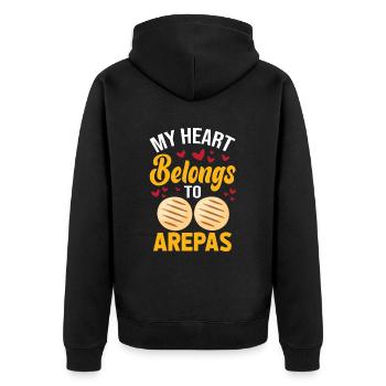Arepas Zitat Lustiges kolumbianisches venezolanisches Essen Arepa - Unisex Premium Bio Zip Hoodie - Schwarz - Hinten - Nico (187cm)