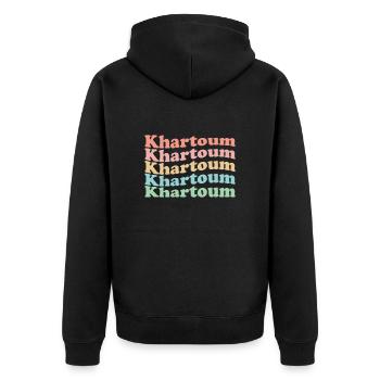 Vintage 70s Hippie Sudan City - Rétro Khartoum - Veste à capuche bio Premium Unisexe - noir - Dos - Nico (187cm)