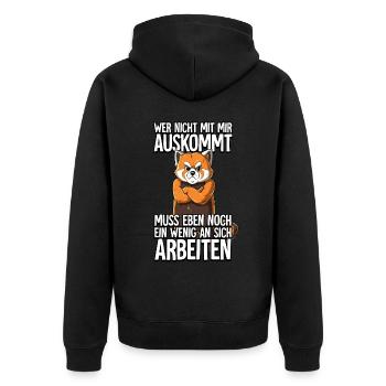 Roter Panda Wer Nicht Mit Mir Auskommt - Unisex Premium Bio Zip Hoodie - Schwarz - Hinten - Nico (187cm)