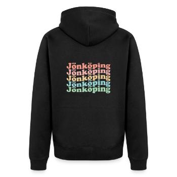 Vintage 70s Hippie Sweden City - Retro Jönköping - Veste à capuche bio Premium Unisexe - noir - Dos - Nico (187cm)