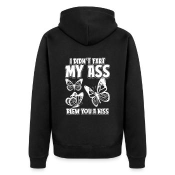 Humour papillon - Veste à capuche bio Premium Unisexe - noir - Dos - Nico (187cm)
