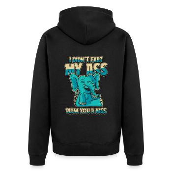 Elephant Funny - Unisex Premium Organic Zip Hoodie - black - Back - Nico (187cm)