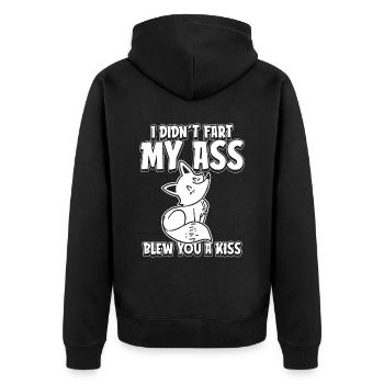 Fox funny - Unisex Premium Organic Zip Hoodie - black - Back - Nico (187cm)