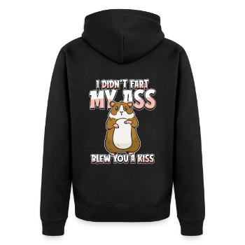 Meerschwein Meerschweinchen Humor - Unisex Premium Bio Zip Hoodie - Schwarz - Hinten - Nico (187cm)
