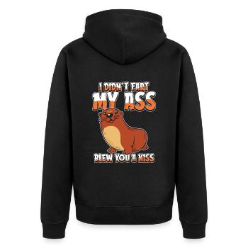Humour de loutre Je n’ai pas pété mes fesses t’a soufflé un baiser - Veste à capuche bio Premium Unisexe - noir - Dos - Nico (187cm)