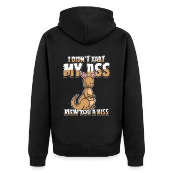 Kangaroo puns - Unisex Premium Organic Zip Hoodie - black - Back - Nico (187cm)
