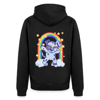 Regenbogen Hund LGBTQ Haustier dabbing - Unisex Premium Bio Zip Hoodie - Schwarz - Hinten - Nico (187cm)