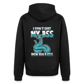 Schlange Witzig - Unisex Premium Bio Zip Hoodie - Schwarz - Hinten - Nico (187cm)