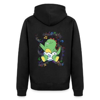 Baby Dino Eierschale Party Musik Geschenk - Unisex Premium Bio Zip Hoodie - Schwarz - Hinten - Nico (187cm)