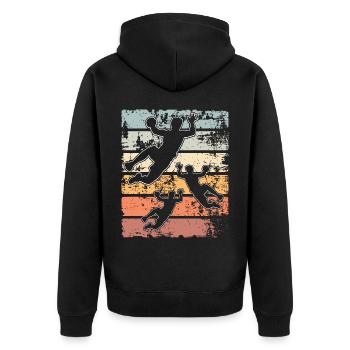 Handball Handballer - Unisex Premium Bio Zip Hoodie - Schwarz - Hinten - Nico (187cm)
