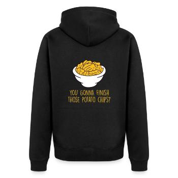 Sie werden diese Kartoffelchips beenden - Unisex Premium Bio Zip Hoodie - Schwarz - Hinten - Nico (187cm)