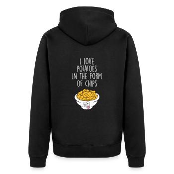 J’aime les pommes de terre sous forme de chips Chips Chips - Veste à capuche bio Premium Unisexe - noir - Dos - Nico (187cm)