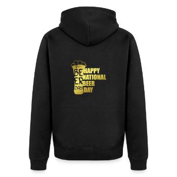 Internationaler Tag des Bieres Biertrinker - Unisex Premium Bio Zip Hoodie - Schwarz - Hinten - Nico (187cm)