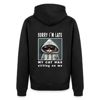 Désolé d’être en retard, mon chat était assis sur moi - Veste à capuche bio Premium Unisexe - noir - Dos - Nico (187cm)