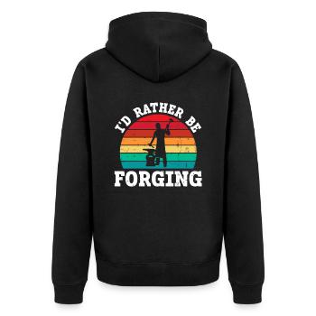 I'd Rather Be Forging Anvil Blacksmith - Unisex Premium Organic Zip Hoodie - black - Back - Nico (187cm)