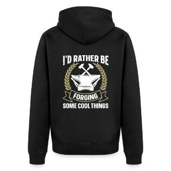 I'd Rather Be Forging Anvil Blacksmith - Unisex Premium Organic Zip Hoodie - black - Back - Nico (187cm)