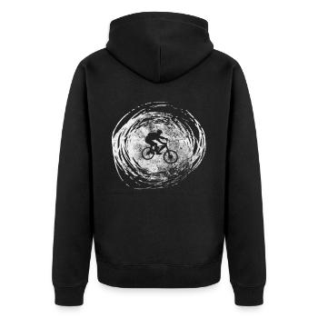 Kreis - Radfahren - (4) - Unisex Premium Bio Zip Hoodie - Schwarz - Hinten - Nico (187cm)