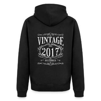 Birthday - Vintage since December 2017 - Unisex Premium Organic Zip Hoodie - black - Back - Nico (187cm)