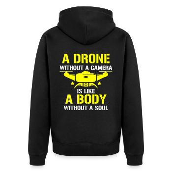 Drone flying, drones, drones, model aircraft - Unisex Premium Organic Zip Hoodie - black - Back - Nico (187cm)