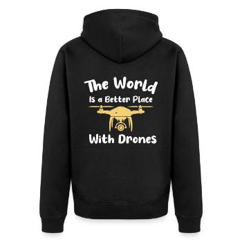 Drone flying, drones, drones, model aircraft - Unisex Premium Organic Zip Hoodie - black - Back - Nico (187cm)