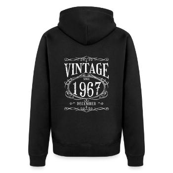 Birthday - Vintage since December 1967 - Unisex Premium Organic Zip Hoodie - black - Back - Nico (187cm)