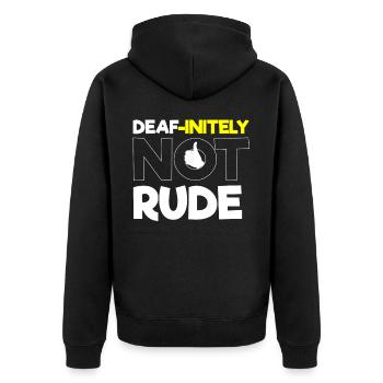 Gehörloser Stolz, Gehör, Behinderte, Taubheit - Unisex Premium Bio Zip Hoodie - Schwarz - Hinten - Nico (187cm)