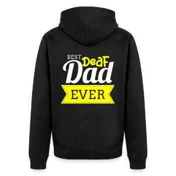 Gehörloser Stolz, Gehör, Behinderte, Taubheit - Unisex Premium Bio Zip Hoodie - Schwarz - Hinten - Nico (187cm)