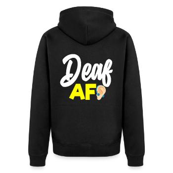 Gehörloser Stolz, Gehör, Behinderte, Taubheit - Unisex Premium Bio Zip Hoodie - Schwarz - Hinten - Nico (187cm)