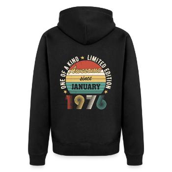 Génial depuis janvier 1976 édition limitée - Veste à capuche bio Premium Unisexe - noir - Dos - Nico (187cm)